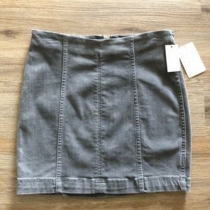 Free People Distressed Gray Denim Mini Skirt NWT